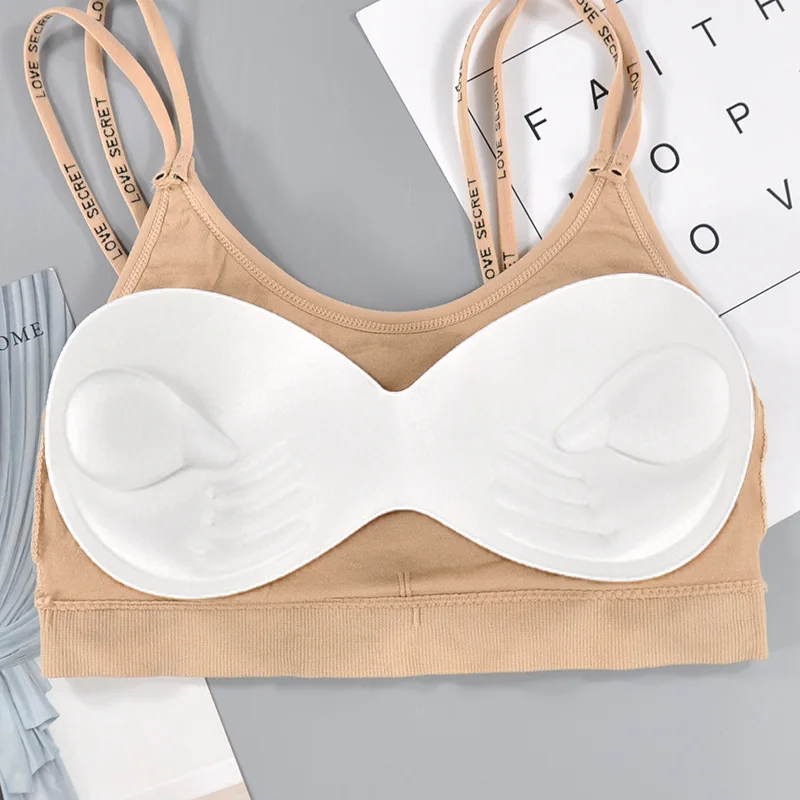 

Letters Underwear Women Seamless Bra Top Padded Female Ladies Brassiere Solid Crop Tops for Women One Size Sport Bra Running