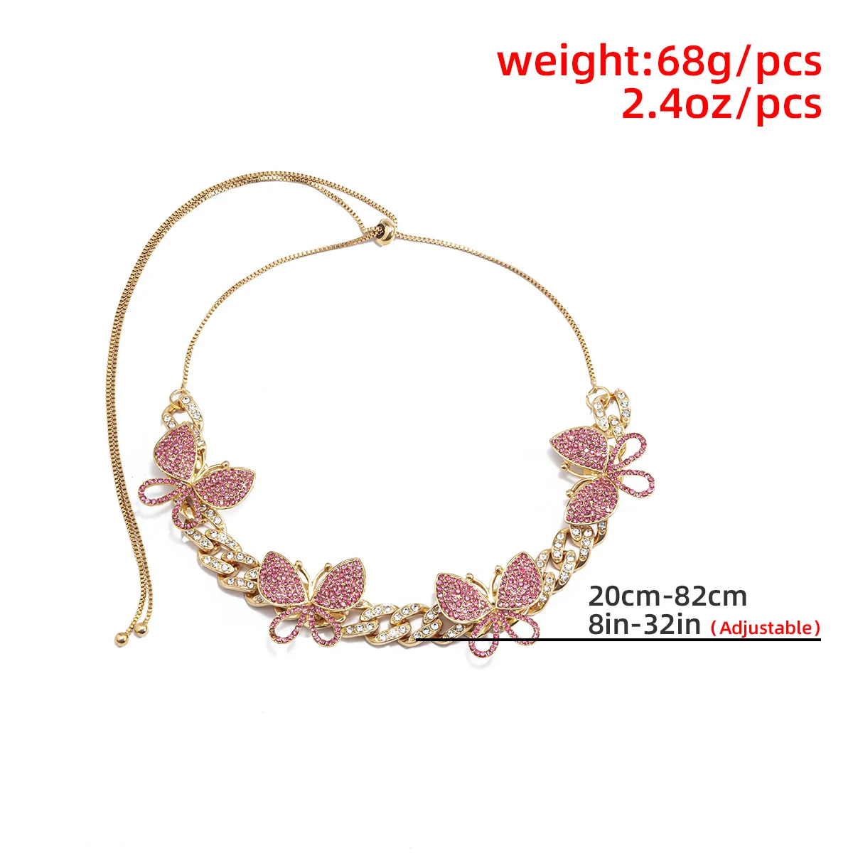 

Charm Luxury Crystal Butterfly Choker Necklace for Women Punk Aesthetic Rhinestone Miami Cuban Chain Necklace Fashion Jewelry