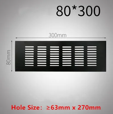 80MM X 300MM Алюминиевый сплав прямоугольная вентиляционная решетка вентиляционная крышка шкаф для обуви шкаф сетка отверстие жалюзи вентиляционное отверстие домашний декор крышка - Цвет: 80MM X 300MM
