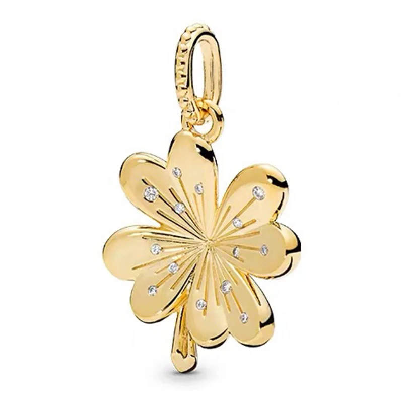 

Original 925 Sterling Silver Charm Creative Lucky Clover Pendant Fit Pandora Women Bracelet & Necklace Diy Jewelry