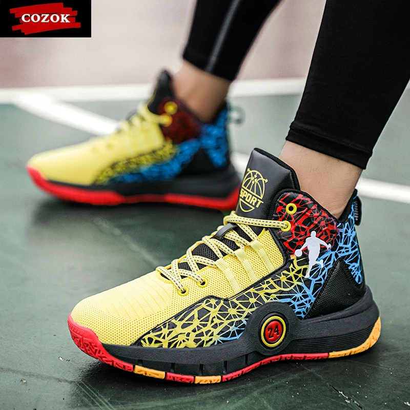 

Unisex Shoes High Top Men Basketball Shoes Breathable Non-Slip Wearable Sneakers Men Gym Training Athletic Basket Shoes Women