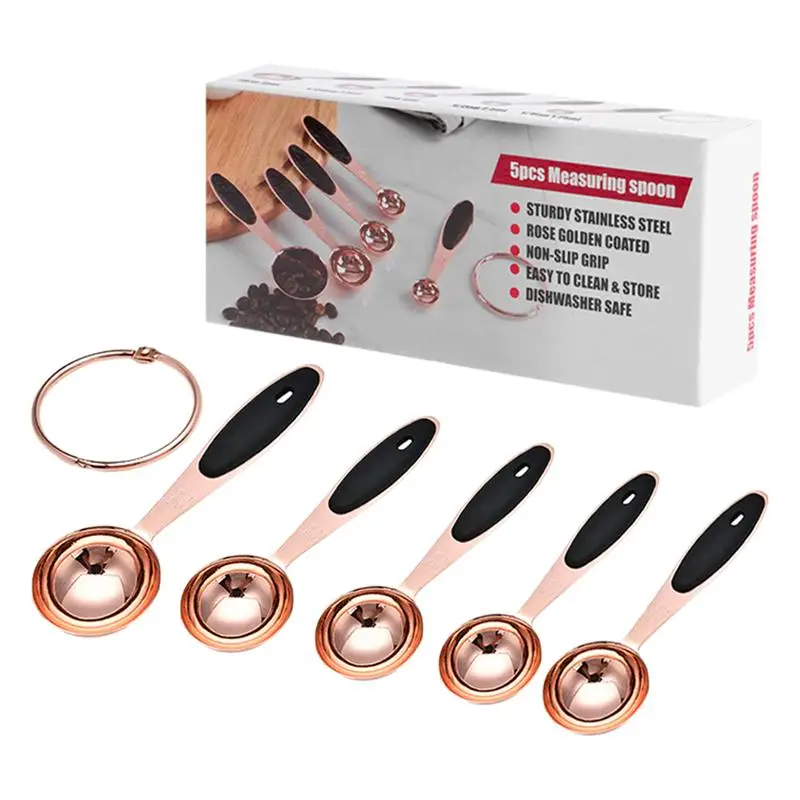 5 шт./компл. измерительные ложки разного размера розовое золото Жаростойкие из