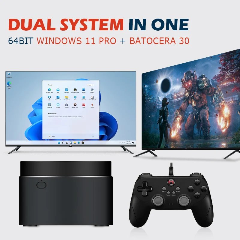 Супер консоль для видеоигр в ретро стиле X PC Mini Box PS2/PS1/WII/SS/N64 Windows 11 PRO UHD игровой