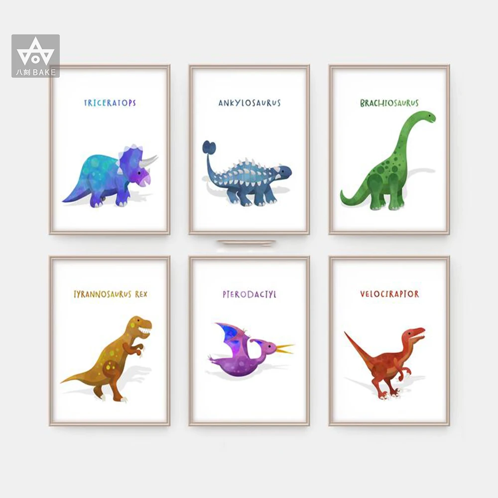 

Wall Art Canvas Painting Dinosaur Animal Art Prints Nordic Colorful Posters And Prints Wall Pictures Baby Kids Boys Room Decor