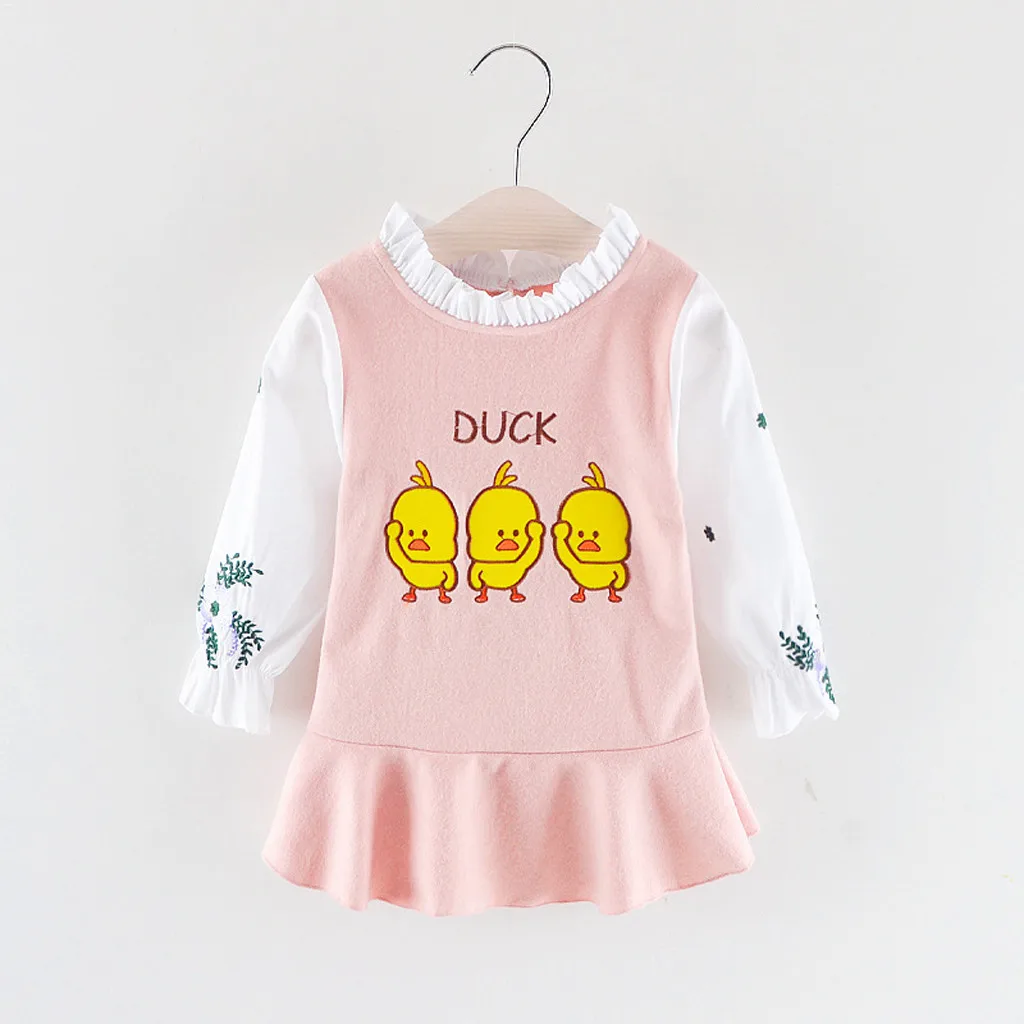 Детские платья для девочек зимнее платье с длинными рукавами и круглым вырезом