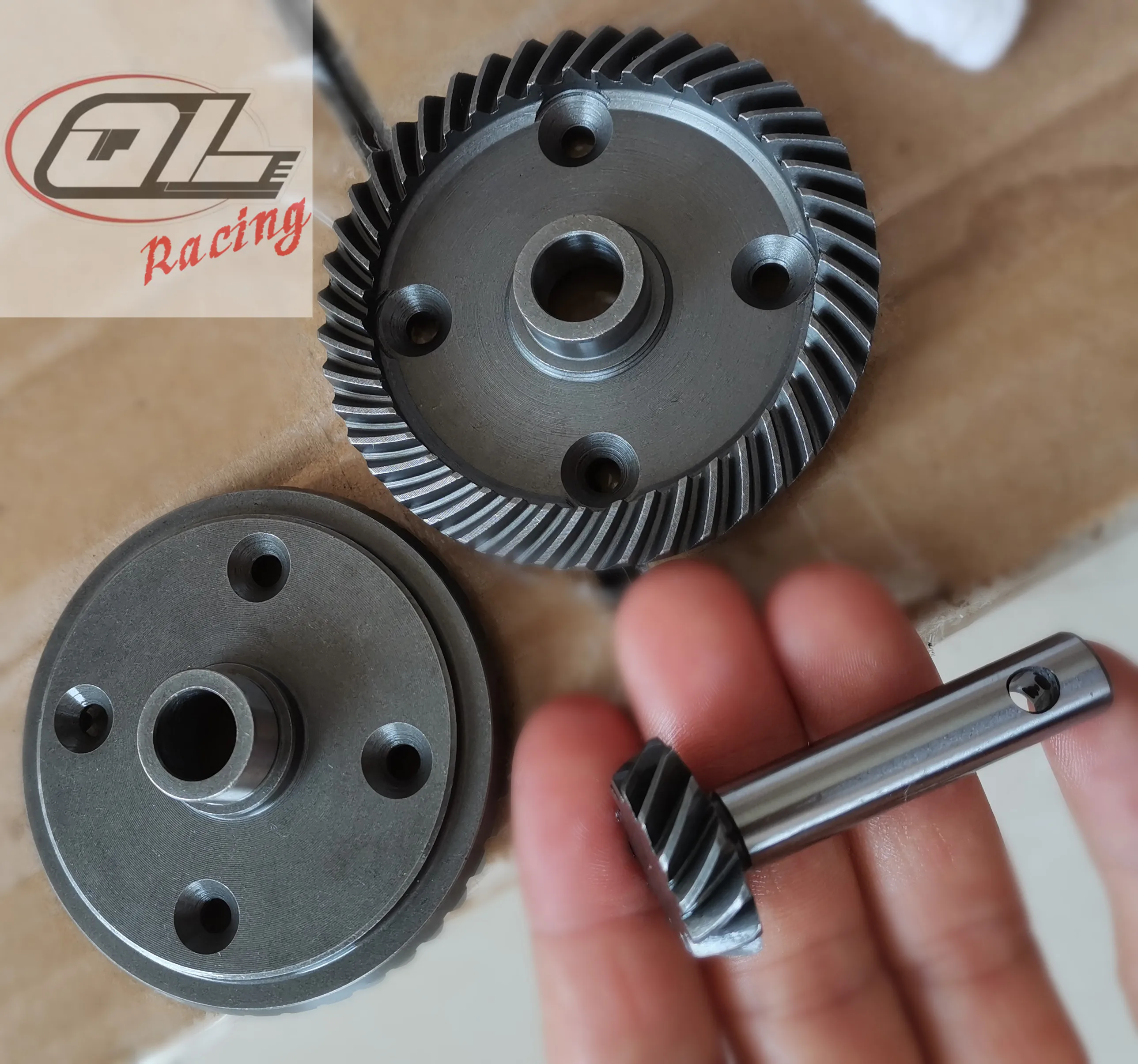 CNC machining reinforced steel front and rear differential spiral bevel gear set for 1/5 LOSI 5IVE-T TLR