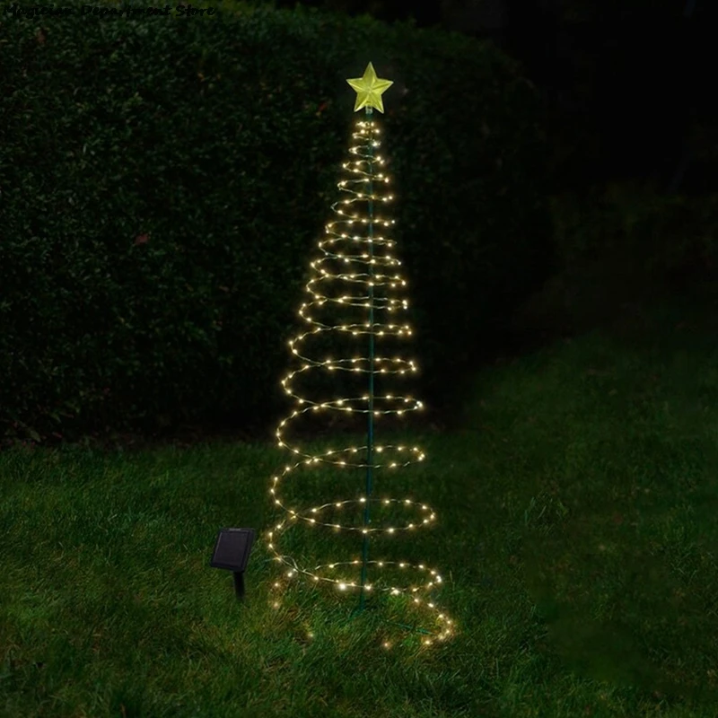 Светящаяся Рождественская елка на солнечной батарее уличное украшение для сада