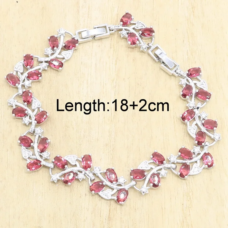 Комплект из колье серёг и браслета с красным полудрагоценным камнем | Украшения