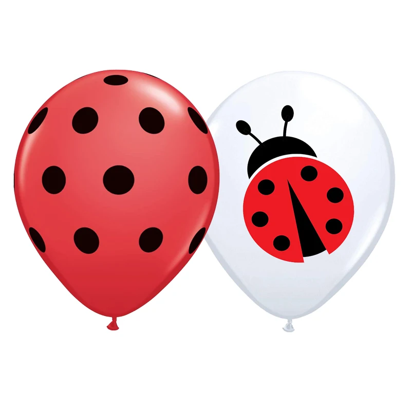 10pcs/lot Red Black Ladybug Latex Balloons Polka Dot Wave Point Ladybird Globos Happy Birthday Party Decor Baby Shower Kids Toys - купить по