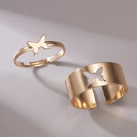 new gorgeous color copper sparkling graceful hollow opening ring for couple compact shining finger ring charm jewelry gift
