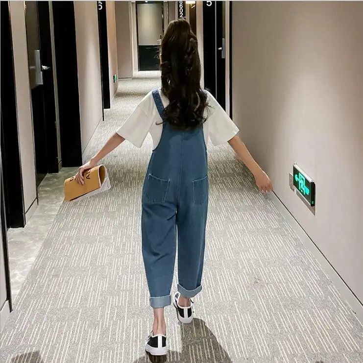 Детский джинсовый комбинезон повседневный для девочек с карманами