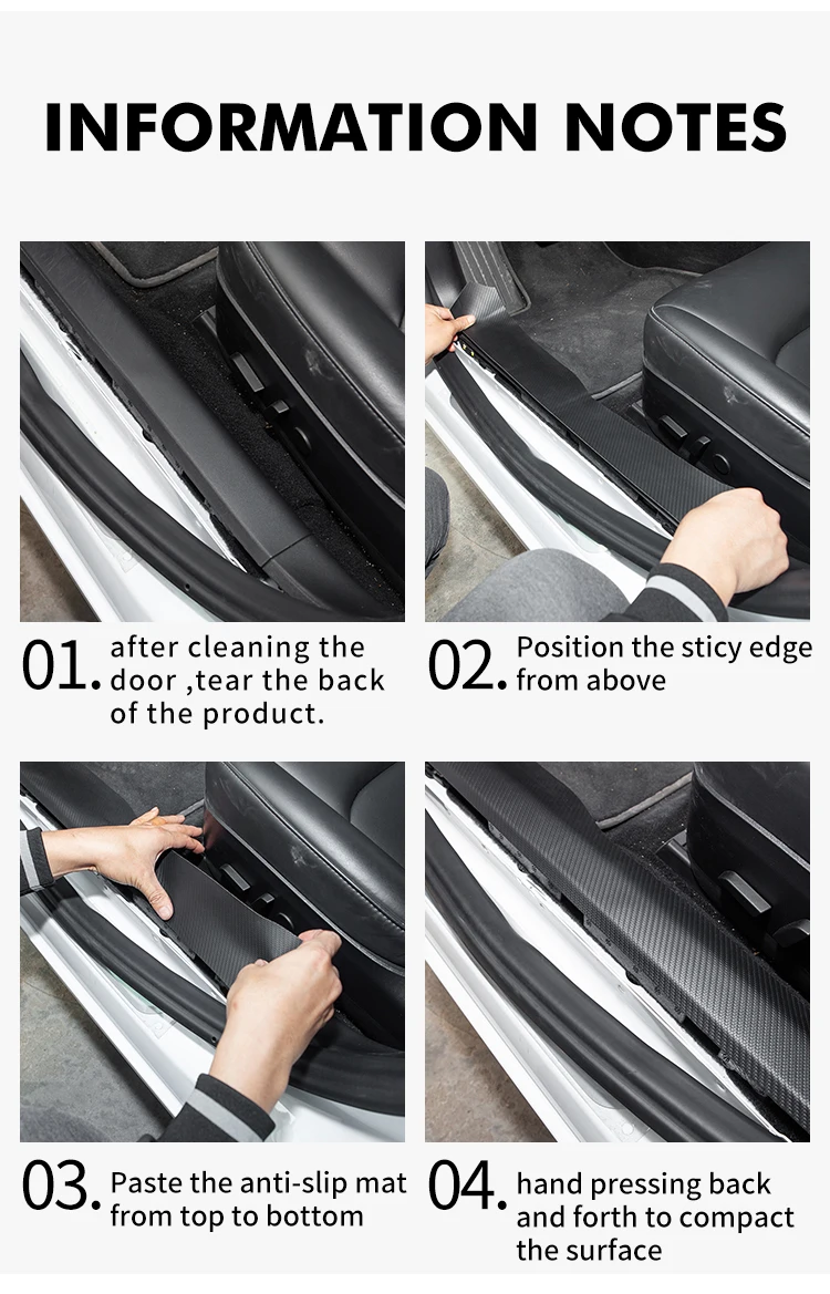 

Car 4pcs/set PU Leather Front and Rear Door Sill Protective Imitation Carbon Fiber Stickers for Tesla model 3 2017 2018 2019