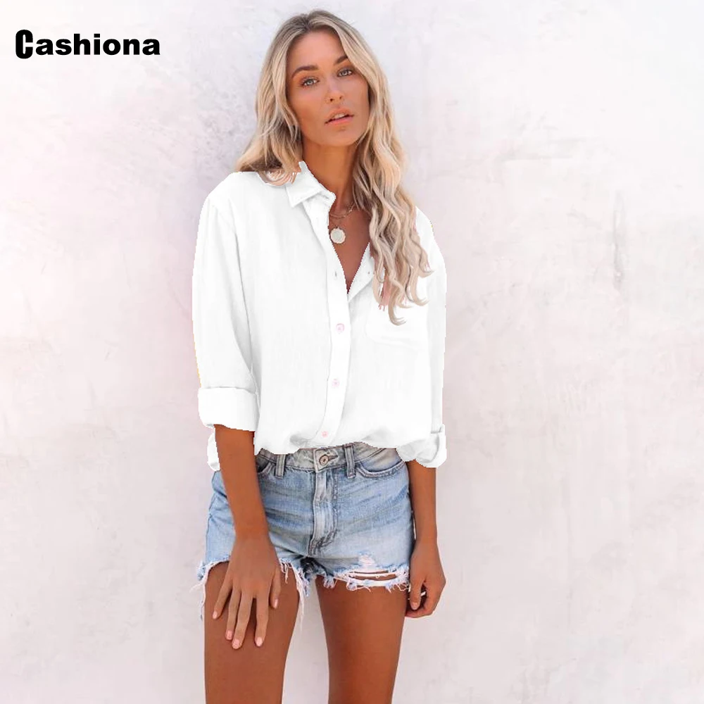 

Женская Повседневная рубашка с длинным рукавом, блузка, женская блузка, простой прозрачный топ на пуговицах, сексуальная женская одежда с л...