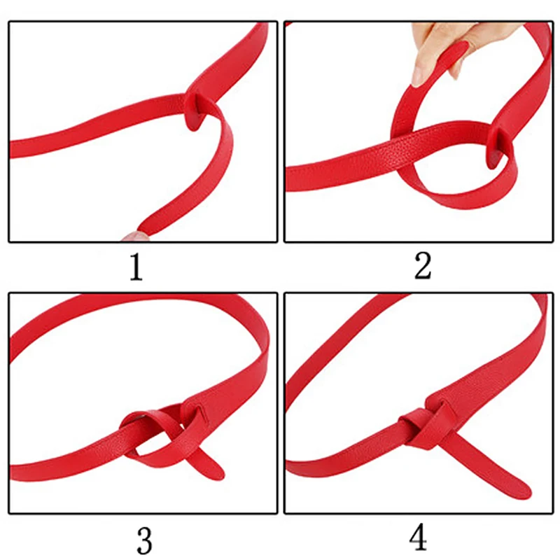 

Luxury Female Belt For Women Red Bow Design Thin Pu Leather Jeans Girdles Loop Strap Belts Bownot Brown Dress Coat Accessories