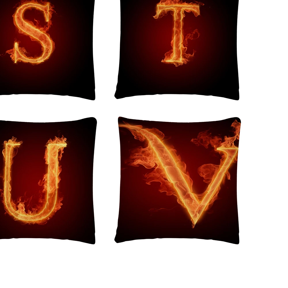 

Flame cool alphabet pattern Linen Cushion Cover Pillow Case for Home Sofa Car Decor Pillowcase 45X45cm