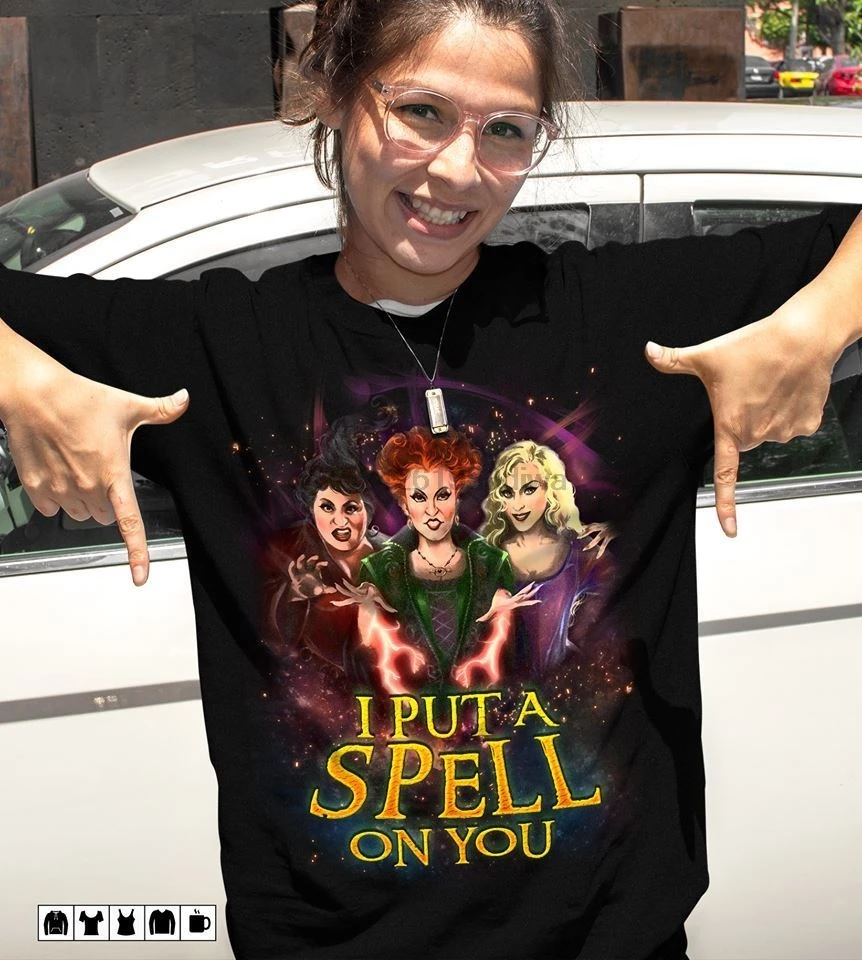 

Hocus Pocus Squad Sanderson I Put A Spell On You Black Classic Cotton T-Shirt