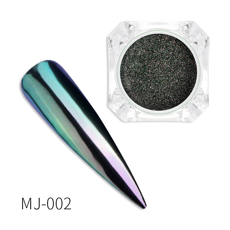 MJ-002 1 коробка Ослепительная зеркальная блестящая Лазерная хромированная пигмент сделай сам для салона голографическая пудра для украшения ногтей Маникюр для УФ-геля - Цвет: MJ-002