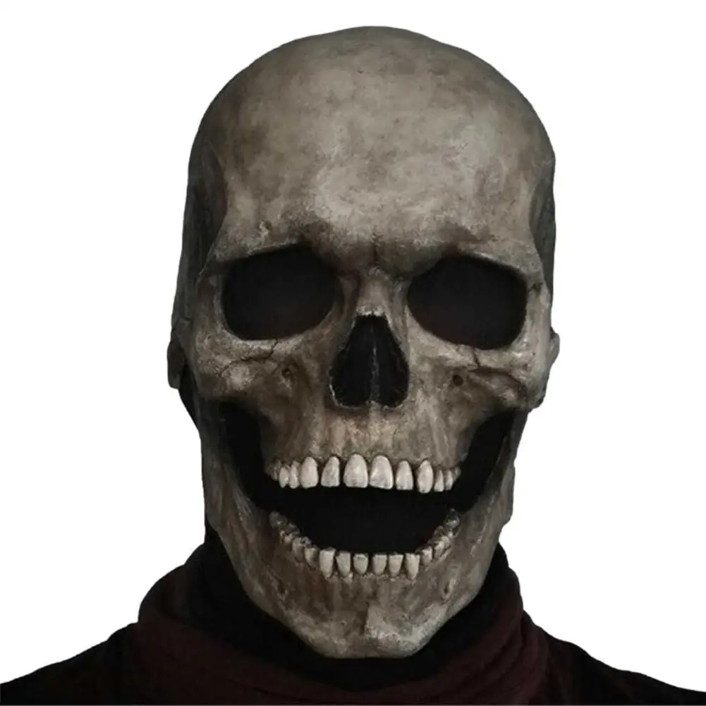 

2021 New Skull Face Cover Movable Mouth Cosmask Halloween Haunted Headgear Terrible Party Cosplay Mask Haunted House Horror Mask