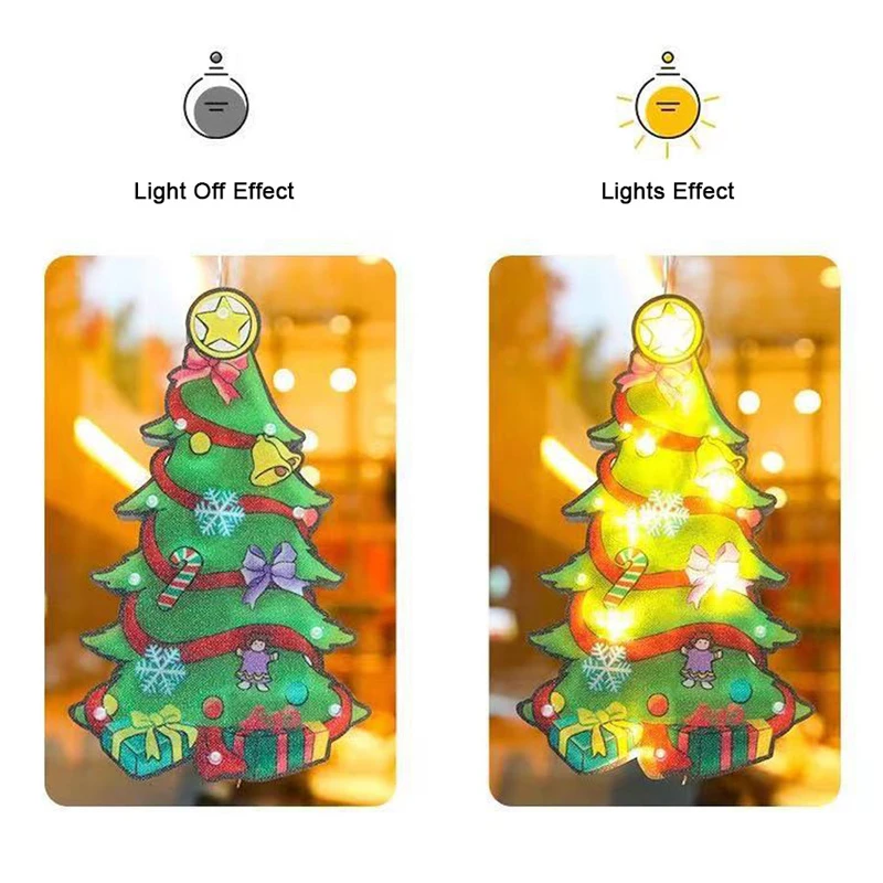 Luces LED de decoraci&oacute;n navide&ntilde;a, con forma de alce, mu&ntilde;eco de nieve, Pap&aacute; Noel, ventosa para ventana, A&ntilde;o Nuevo, Navidad, vacaciones, decoraci&oacute;n del hogar-5