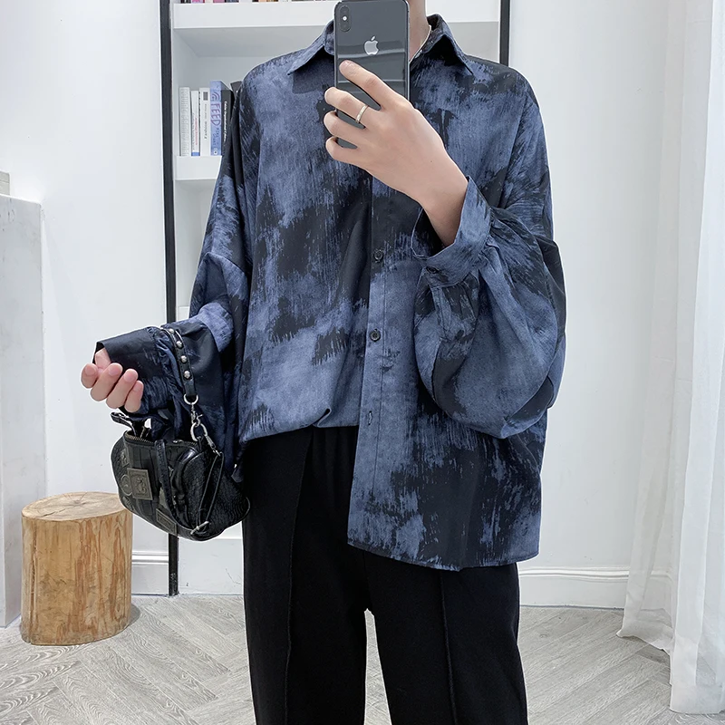 Новая свободная Мужская рубашка YASUGUOJI мужская повседневная длинная мужские