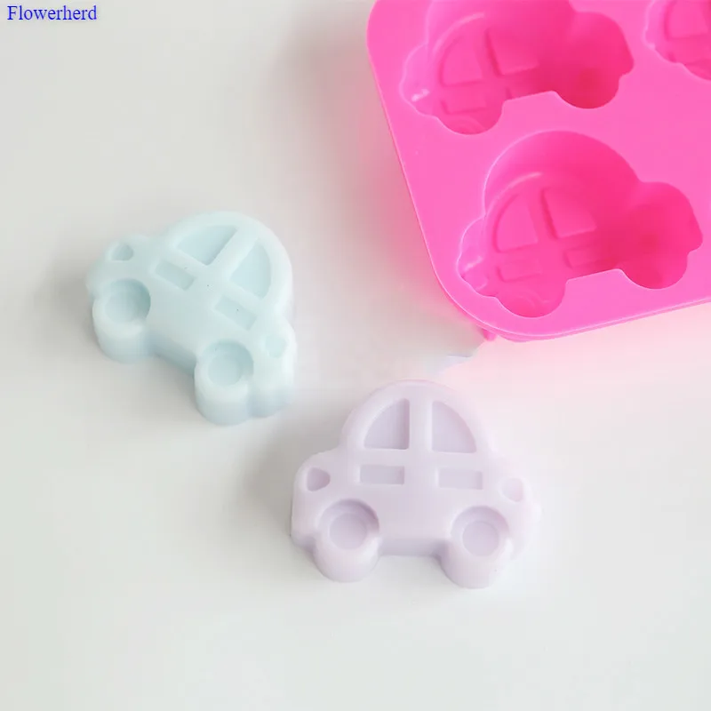 Четыре полостей автомобиля 3d силиконовые формы для детей мультики мыло ручной