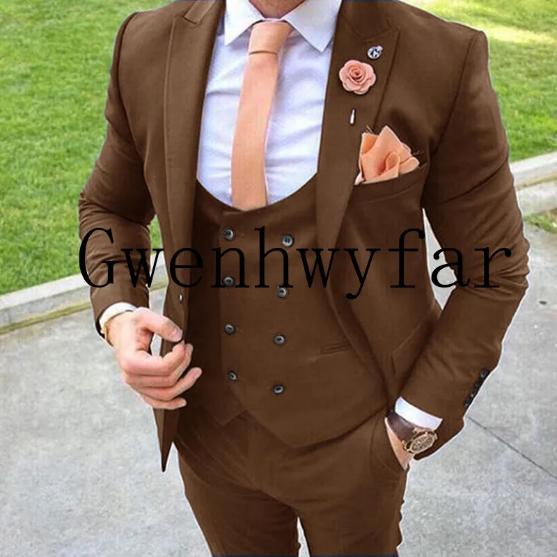 Новый дизайн 2018 элегантная брендовая Slim Fit для костюм Для мужчин комплект из 3