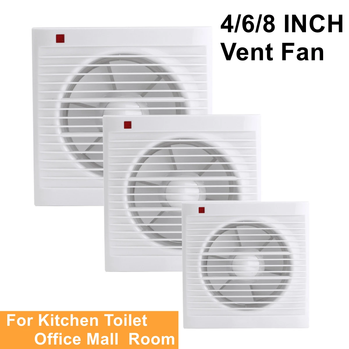 4 Inch 6 Inch 8 Inch Waterproof Mute Bathroom Extractor Exhaust Fan Window for Kitchen Toilet Vent Fan