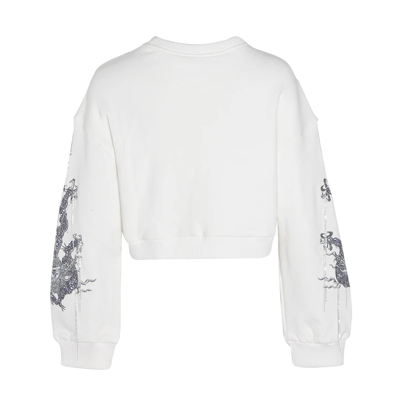 TWOTWINSTYLE уличная Женская толстовка с вышивкой и круглым вырезом длинным рукавом в