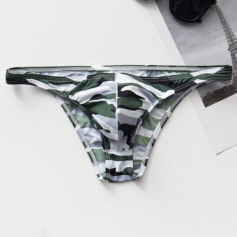 New Sexy Men Underwear Breathable Printed Briefs Low Waist Male Underpants U Pouch Bulge Mesh Bikini Briefs Low Waist Panties