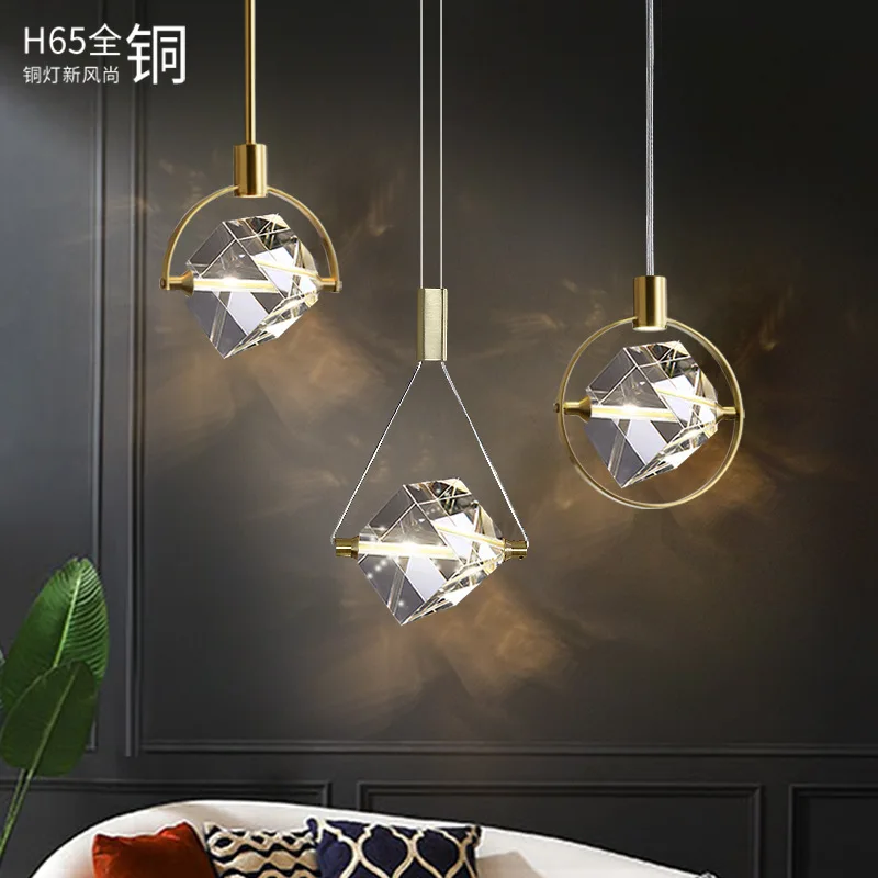 

Nordic LED bedside chandelier simple modern dining room small chandelier creative bedroom bedside crystal lighting