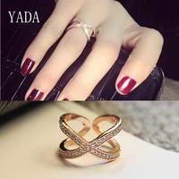 yada brand geometry silver color cross rings for menwomen lover adjustable ring engagement wedding trendy jewelry ring rg200053