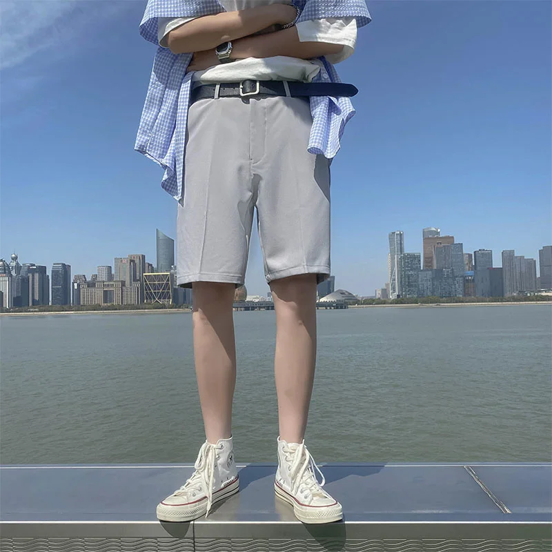 

Summer Suit Shorts Men's Slim Fashion Business Society Mens Dress Shorts Korean Loose Solid Color Straight Casual Shorts Men