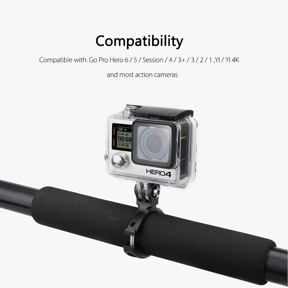 Vamson для Go pro алюминиевый руль велосипеда крепление штативы черный Gopro Hero 8 7 6 5 4 Yi 4K