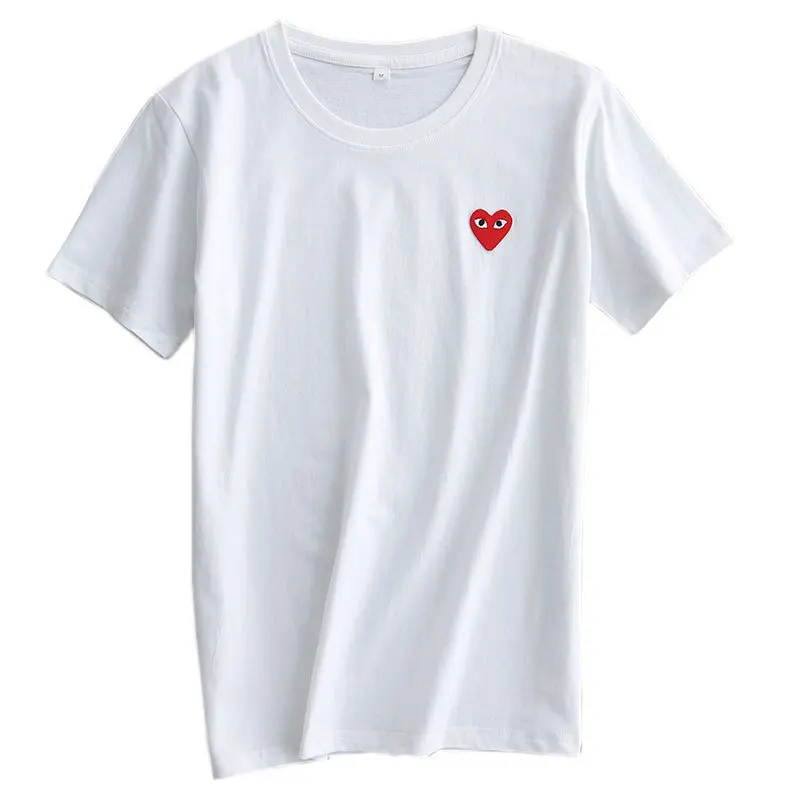 

(Have eyes)Couple T Shirt Casual Embroidery Single/double Love-Heart Breathable Tshirt Casual Summer Outfits For Man Women