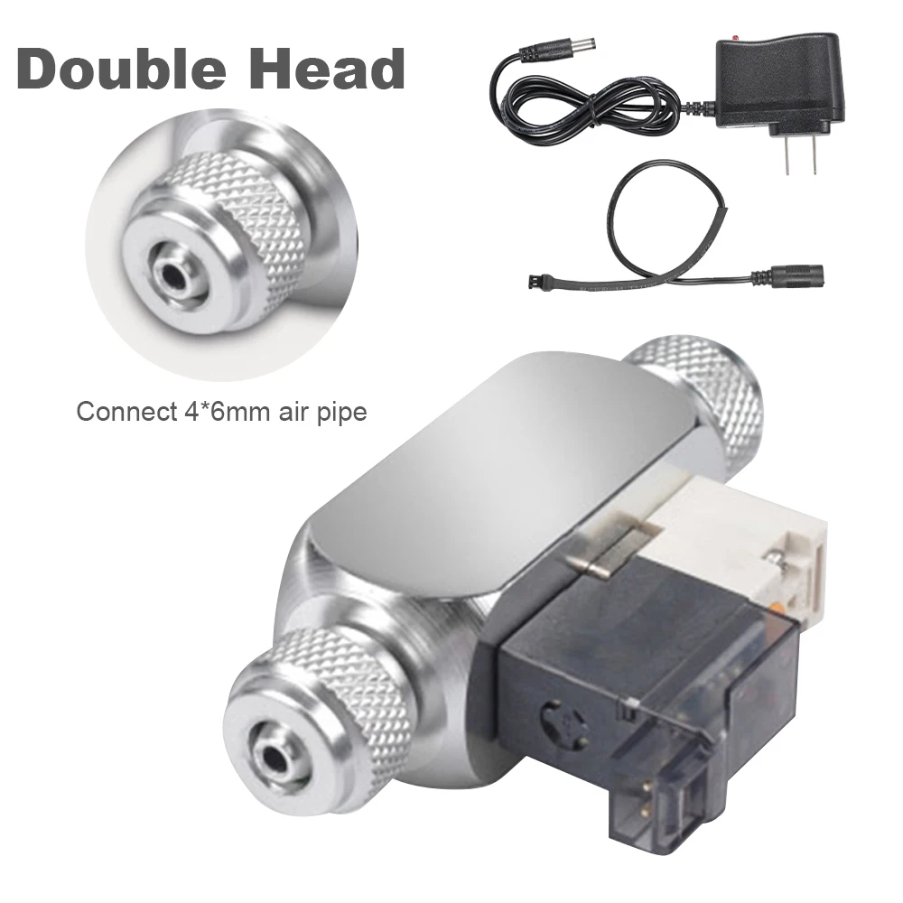 double head US plug Аквариум СО2 электромагнитный клапан DC 12 В выход Электрический магнитный клапан для аквариума аксессуары для аквариума двойная головка СО2 электромагнитный - Цвет: double head US plug