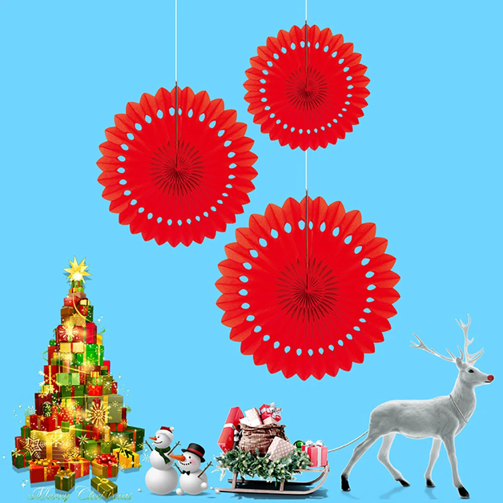 

3pcs Christmas Paper Garland Banners Bunting Paper Decorations Creative Hollow Hanging Flower Paper Party Supplies DIY Craft