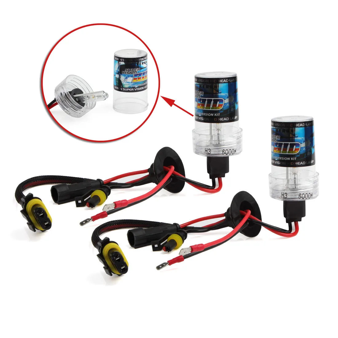 

2 Pcs 12V H3 35W Car HID-Xenon Lamp 6000K White Light Single Beam Auto Replacement Headlight Bulb Suitable for Car/Motorcycle