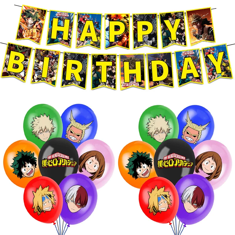 1 комплект мой герой воздушные шары аниме haku с днем рождения баннер флаг Baby Shower