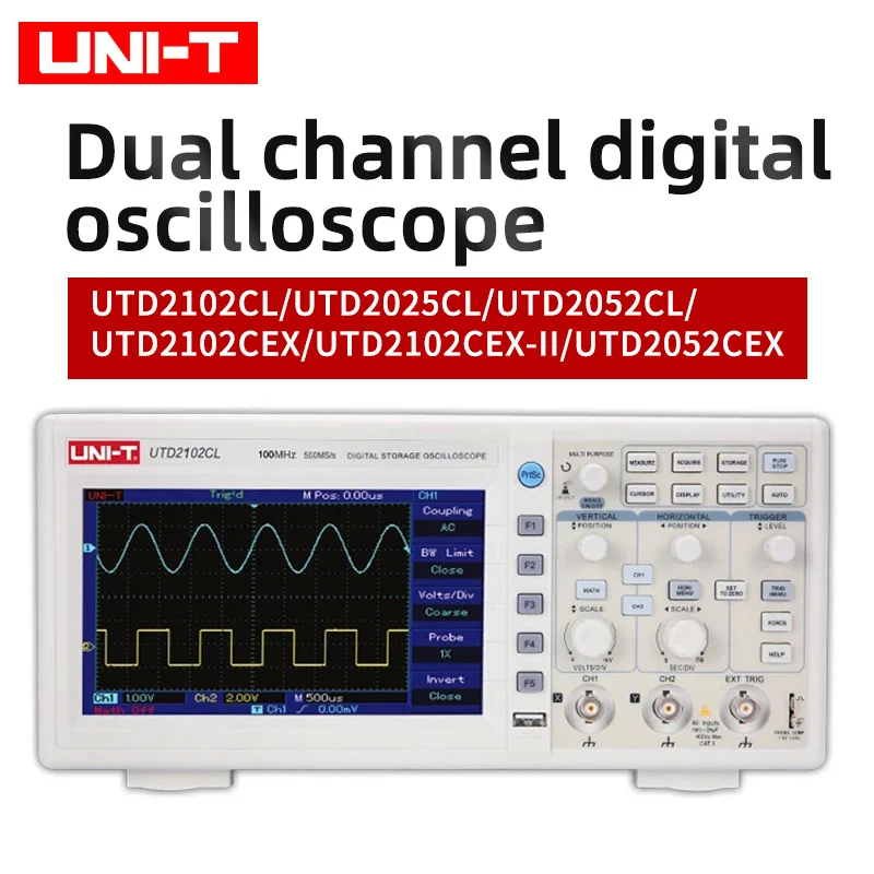 Портативный цифровой осциллограф UNI-T UTD2102CL 100 МГц 2-канальный 500 с USB-осциллографом