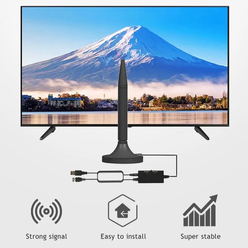 هوائي التلفزيون ل الرقمية HDTV هوائيات داخلي 1500 ميل 35db مكاسب عالية استقبال مع مكبر للصوت DVB-T2 isdb-t الأقمار الصناعية طبق الجوي