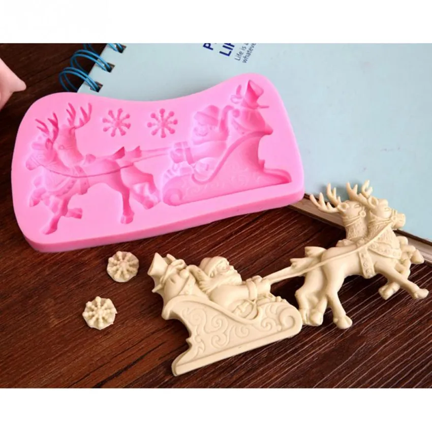 Рождество Санта Клаус Милу форма оленя шоколадные конфеты Jello 3D кружевная