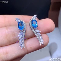 kjjeaxcmy fine jewelry 925 sterling silver inlaid natural blue topaz female earrings ear studs fashion support detection