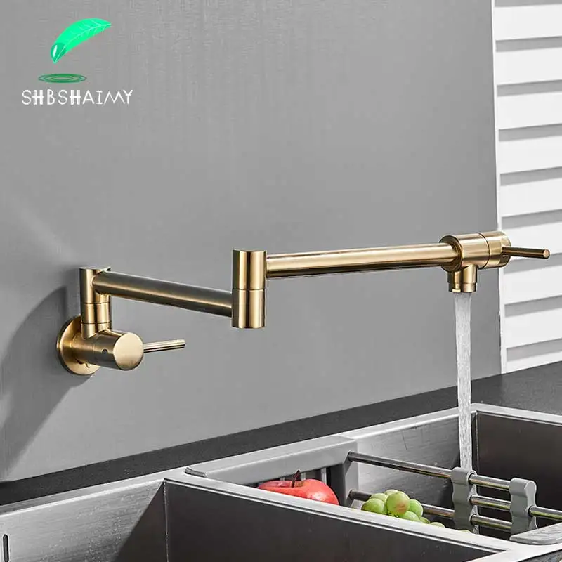 

SHBSHAIMY Gold Kitchen sink faucet Kitchen faucet Double handle 360 degrees Rotatable Kitchen faucet Hot Cold mixer tap