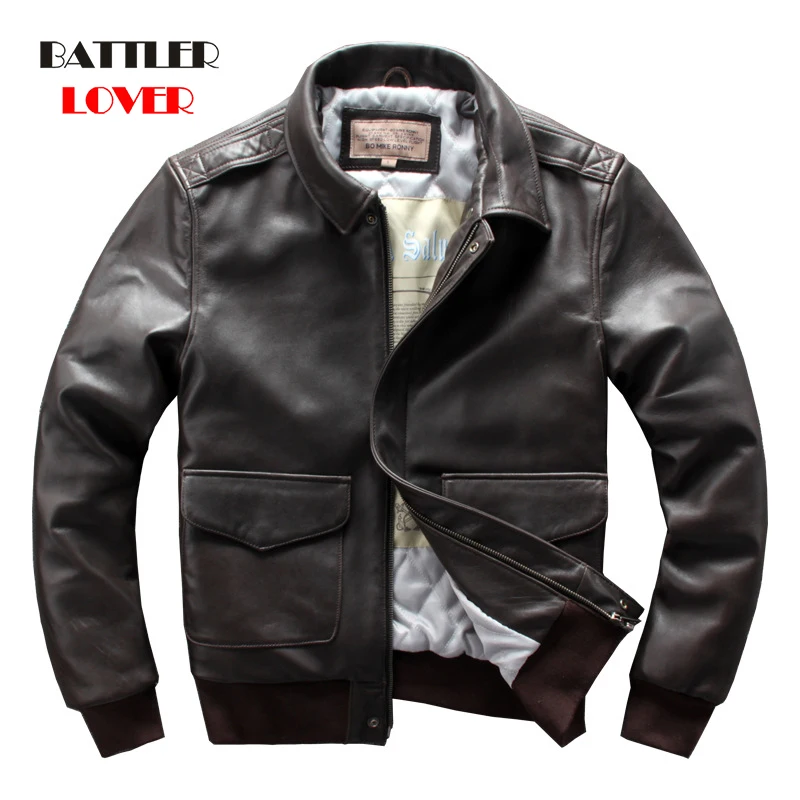 

2020 new militaly air force flight jacket fleece genuine leather jacket men winter dark brown sheepskin coat pilot bomber jacket