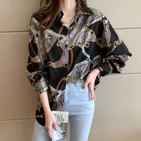2021 new korean fashion womens long sleeve shirt versatile check girl chiffon top b022