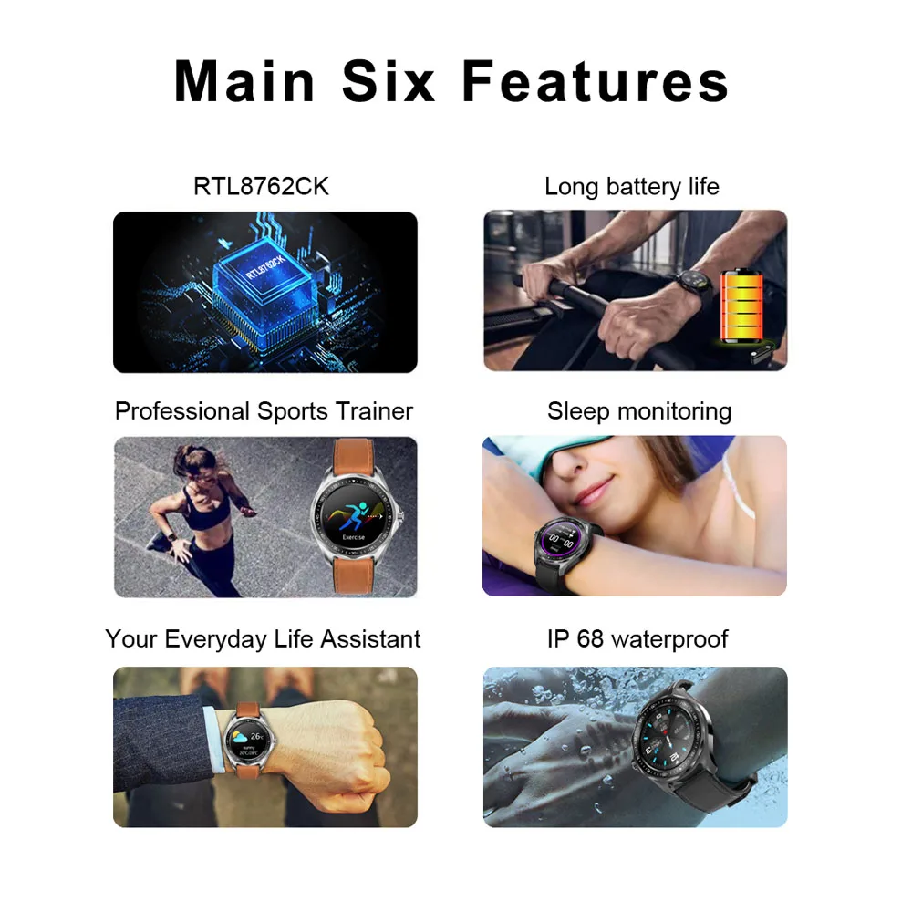 

New 2021 Smart Watch Bluetooth 5.0 IP68 Smart Clock men women Smartwatch Bracelet Wristband For Heart Rate Intelligent Monitor