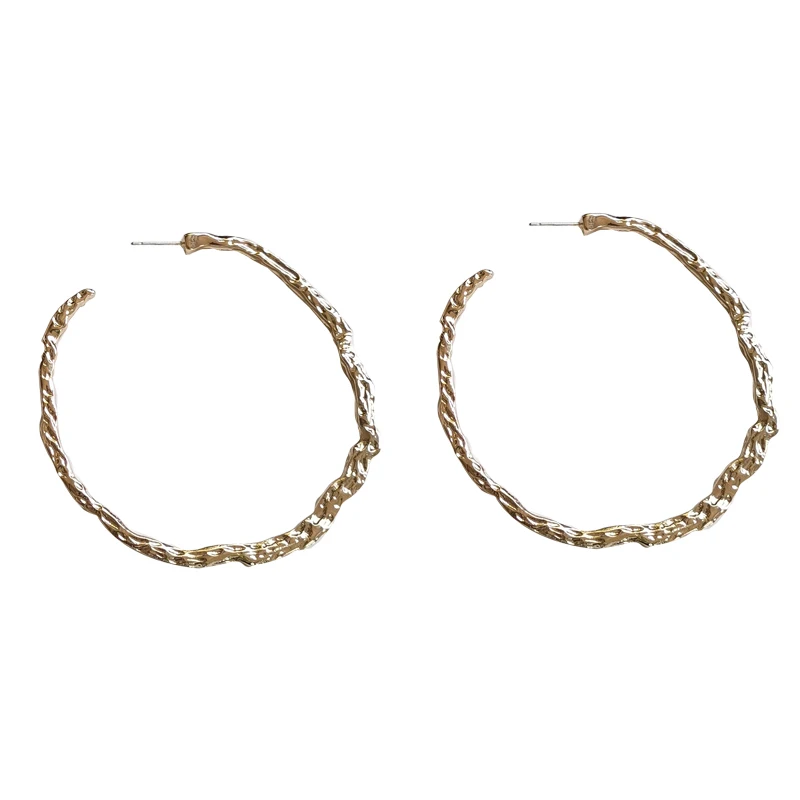 

S925 needle Fashion Big Hoop Earrings Hot Selling Metal Alloy Golden Plating Color Women Earrings For Girl Student Gifts