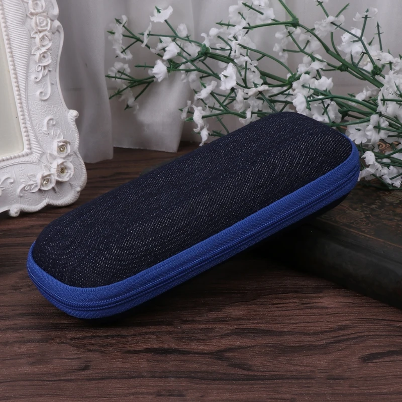 Футляр для очков из джинсовой ткани на молнии защиты солнцезащитных контейнер от