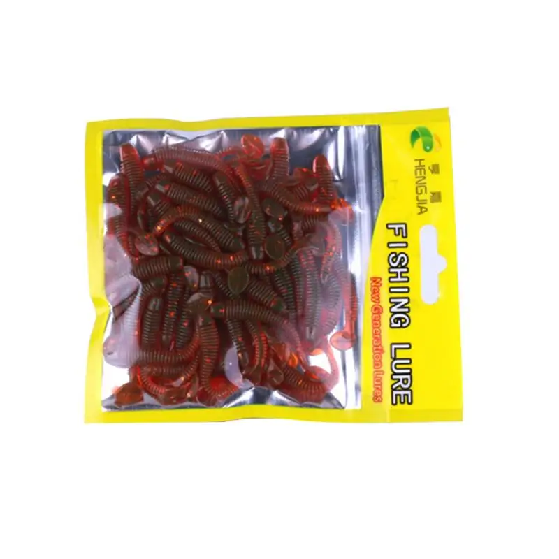 50pcs Fishing Lure soft bait Worm T Tail Wobblers 5.0 cm 1g Aritificial Silicone salt Smell Bass Pike Jigging Bait | Спорт и