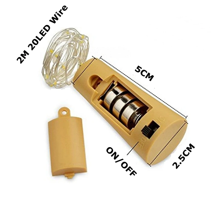 3 шт/лот 2м 20 LED медная проволочная гирлянда с пробкой для бутылки для украшения стеклянных изделий свадебных фейри-декораций светодиодная гирлянда